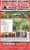 9+/- AC. - NICE BRICK HOME - 3 TRACTS - PERSONAL PROPERTY &
