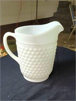 White milk glass hobnail pitcher