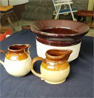 Brown drip pottery pieces