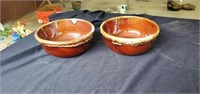 Pair of brown drip bowls