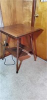 Antique oak table approx size is 22 inches square