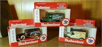 3 Budweiser die cast cars approx 1:64 scale