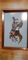 Handmade cross stitched Eagle in frame and other
