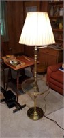 Gold Tone round glass lamp table approx 5 feet