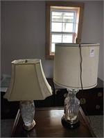 Pair of Glass Lamps w/Shades