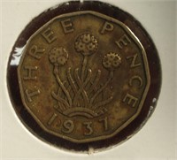 1937 3 Pence Coin