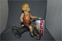 Antique Tricycle Wind Up Toy W/ Rider