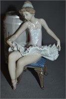 Lladro Signed Ballerina in Chair Good Condition