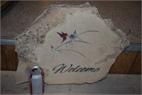 Hummingbird Incised Welcome Stepping Stone