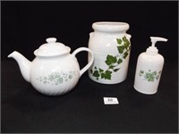 Ivy Teapot, Jar, Soap Dispenser (3)