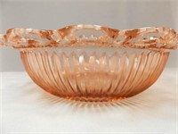 Glass Bowl, Pink, Old Colony, Ribbed