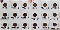 18 old US pennies 1907 to 1944