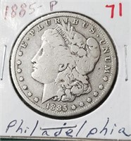 1885 Philadelphia US Morgan silver dollar