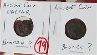 2 ancient Roman coins Caesar bronze?