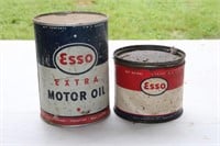 Esso 1 lb Grease Can and Esso Quart Motor Oil Can