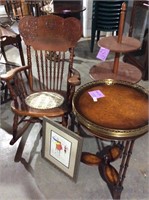 Vintage Rocker and two Side Tables and Art!