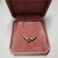 $6000 14K  Ruby(0.9ct) Diamond(0.2ct) Necklace