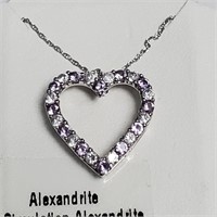$100 Silver Simulation Alexandrite 18" Necklace