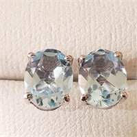 $120 Silver Blue Topaz(6ct) Earrings