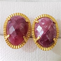 $160 Silver Enhanced Ruby(20ct) Earrings