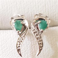 Silver Emerald(0.3ct) Earrings