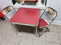 Metal folding child's table & chairs