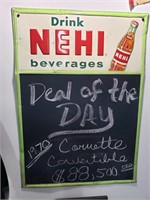 Drink Nehi Beverages menu board