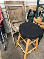 Round stool-24", wood folding chair