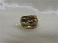 Sterling Silver Size 7 ring Rib Design goldtone