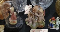 3 figurines + dome display cowboy cherubs occ jap