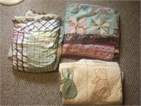 (3) Quilts & Quilt Rack