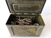 Metal Ammo Box with Lid & Contents