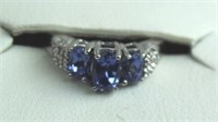 14K Diamond & Blue Sapphire Ring, Pendant, Earings