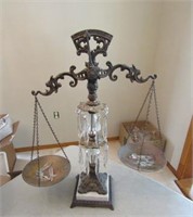 Brass W Crystal & Marble Balance Scale