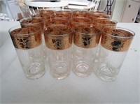 16 Gold Trimmed Water Glasses