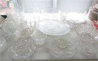 Cut & Press Glass Bowls, Plates, Etc