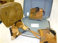 Small suitcase, travel bag,& 3 leather purses