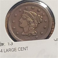1854 Braided Hair  Large Cent