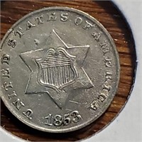 1853 Three Cent Silver