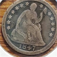 1847 Seated Half Dime