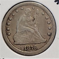 1876-cc Seated Quarter