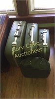 (2) 4 piece luggage sets Green Hard plastic