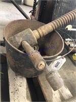 Cast iron pot, stove tools, wood screw