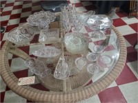 Large wicker table 36pc glassware Moon & Star etc