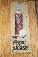 Pepsi Cola say "Pepsi Please" metal sign Stout