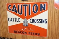 Embossed Beacon Feeds Caution Cattle Crossing