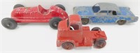 3 Cast Aluminum Toy Cars - Hubley, Tootsie, Derby