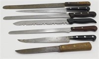 7 Assorted Knives - 3 Slicers, 3 Bread Knives, 1