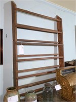 Pine plate rack, 37" W. x 4.25" D. x 58" H