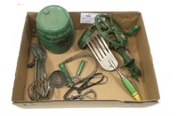Lot: Early Kitchen items, includes apple peeler